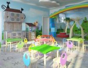 Оформляем группу в детском саду: интерьер спальни, дизайн раздевалки, веранды и беседки (54 фото) Оформление стен в столовой детский сад